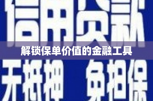 平乡解锁保单价值的金融工具